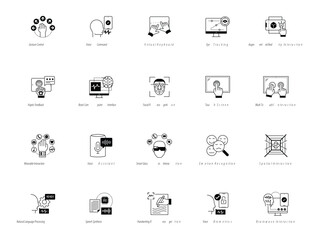 vector icon set for Cuman-Computer interaction. Outline and flat style.