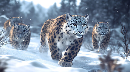 Obraz premium Snow Leopards in the Mountains