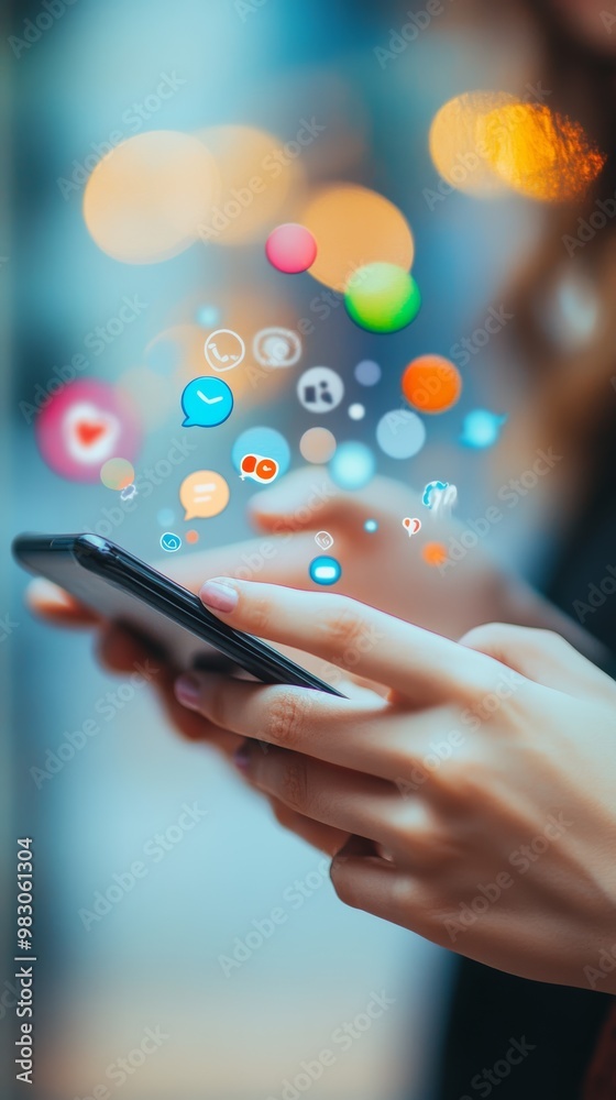 Poster close-up of a smartphone showing social media notifications.