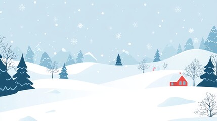 Winter Wonderland Landscape Background with Snowflakes for Christmas Presentation and Design