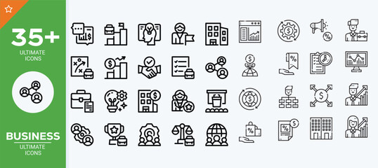 Business Line Icons - Vector Line Icons. Editable Stroke. Vector Graphic