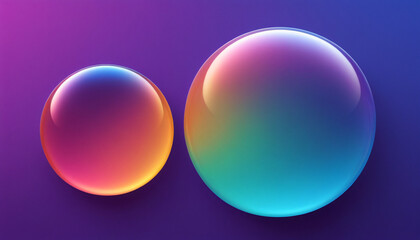 Digital Design Element, Abstract Colorful Gradient Bubbles on a Purple Background, Vibrant Spheres, 3D Render, Glossy, Modern Graphics, Perfect for UI, Web Design, and Marketing Materials