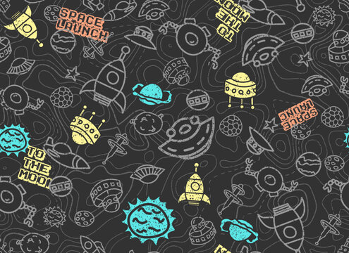 patron naves y lazamiento al espacio de dibujos animados