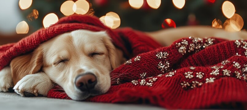 Festive Christmas Pet Adoption Event Banner with Cute Dogs in Santa Hat and Red Scarf
