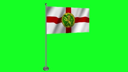 Flag of Alderney waving animation on Green Screen