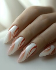 Close-up of the fingers with nude manicure