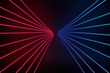 Obraz premium Dynamic laser beams in vibrant red and blue create an energetic and futuristic atmosphere, perfect for modern design.