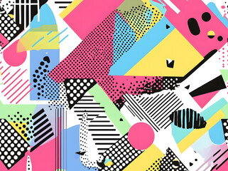 Colorful Abstract Geometric Shapes Pattern - Fun and Playful Design