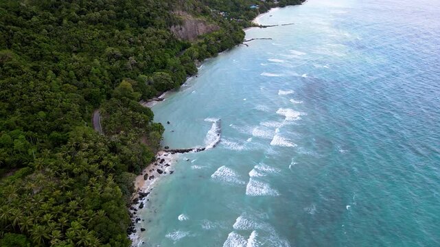 Scenic Footage of a Pristine Beach and Vibrant Emerald Blue Waters