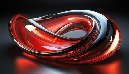 Anel de vidro abstrato vermelho e preto