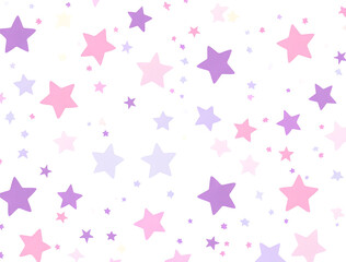 Seamless Pattern of Pastel Stars - Pink and Purple Decorative Background