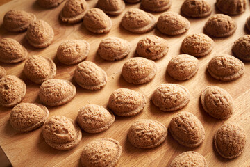Christmas cookies in the form of nuts