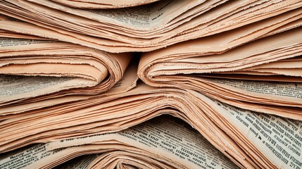 Aged newspaper with deep folds, faded text, and visible coffee stains, folded paper, vintage newspaper texture