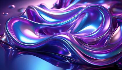 Superfície ondulada com brilho neon roxo e azul