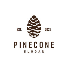 Naklejka premium Pinecone Logo, Simple Minimalist Design Pine Tree Plant Template Vector Illustration