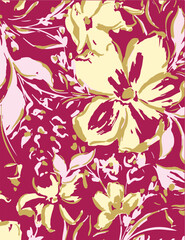 Flowers seamless pattern. vector illustration. Abstract flowers, floral vector with leaves