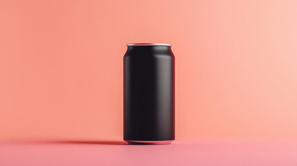 Monochrome tin can mockup with clean, sleek branding, positioned against a gradient background, tin can mockup, contemporary design concept