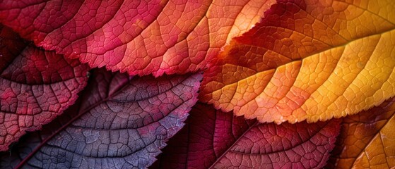 Obraz premium Vibrant Autumn Leaves in Rich Colors and Textures
