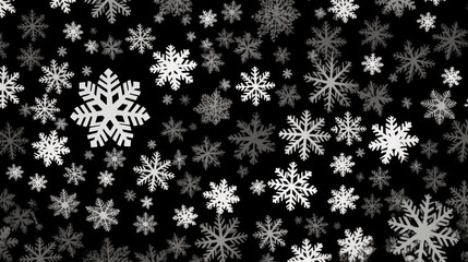 Illustration of snowflakes on a black background