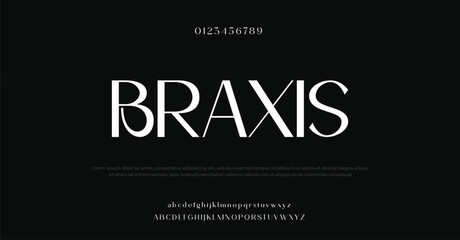 Braxis classic classy modern serif alphabet font typeface typography. Vector Illustrator editable.