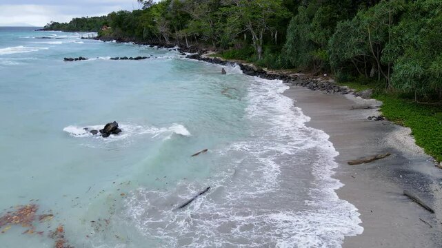 Rock Barrier Defying the Force of Ocean Waves