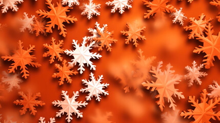 Illustration of snowflakes on a orange background