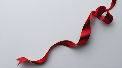 Minimalist Elegance: White Background with a Festive Red Ribbon