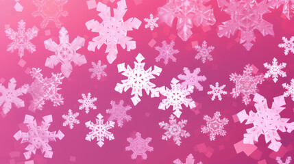 Illustration of snowflakes on a magenta background