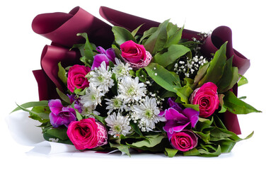 A bouquet of flowers on white background isolation