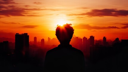 The person is looking up at the sun