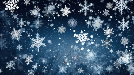 Fototapeta premium Illustration of snowflakes on a dark white background