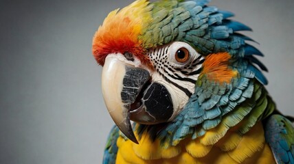 Colorful tropical parrot portrait ideal for digital and print creative projects