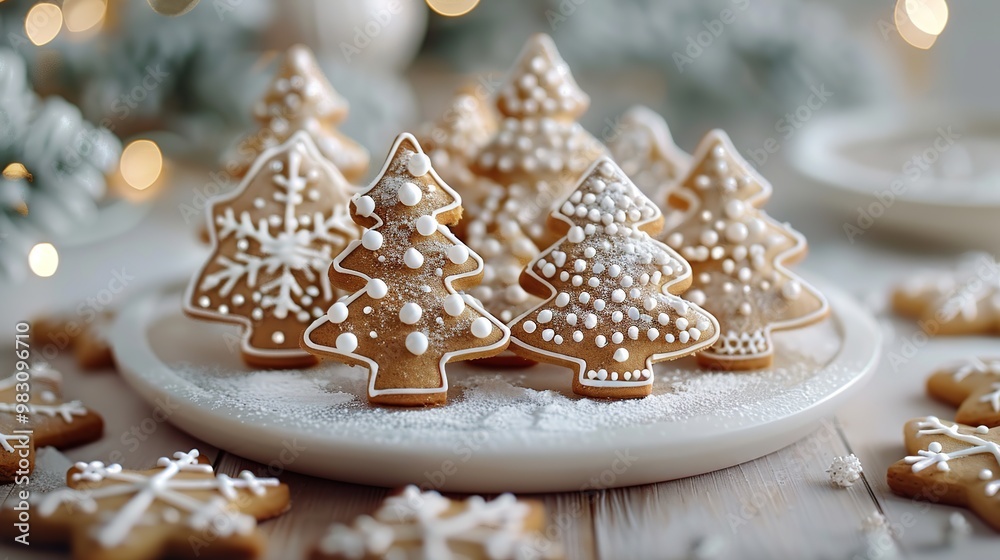 Wall mural gingerbread christmas tree cookies