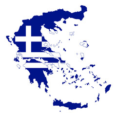 Fototapeta premium Greece flag map contour vector illustration