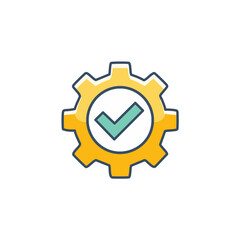 Obraz premium Abstract cogwheel and a checkbox combined together as an icon vector art illustration design. Icon concept design.