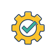 Abstract cogwheel and a checkbox combined together as an icon vector art illustration design. Icon concept design.