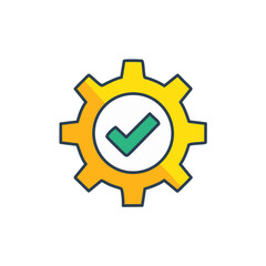Abstract cogwheel and a checkbox combined together as an icon vector art illustration design. Icon concept design.