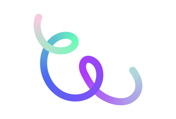 Neon Color Gradient squiggle lines. Scribble stripe with wavy elements. Abstract organic dynamic colorful Sshapes on dark background.