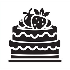 Cake icon silhouette on white background
