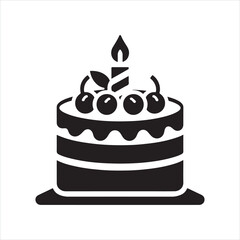 Cake icon silhouette on white background
