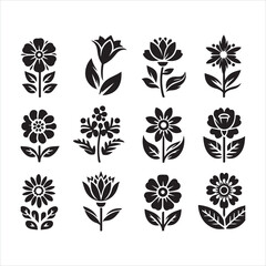 Flower icon silhouette on white background
