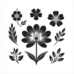 Flower icon silhouette on white background
