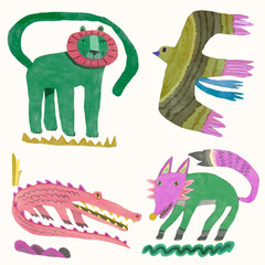 Animal wildlife watercolor vector illustration.	