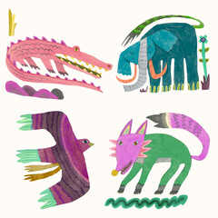 Animal cartoon vector illustration. watercolor