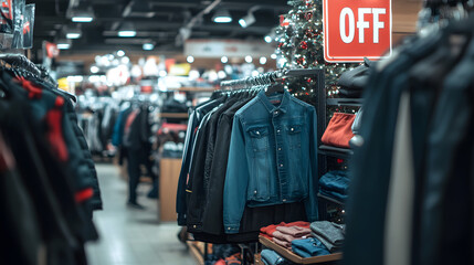 Obraz premium Black Friday Clothing Store Sales Rack