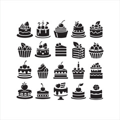Cake icon silhouette on white background
