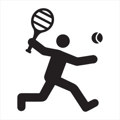Fototapeta premium Tennis icon silhouette on white background 