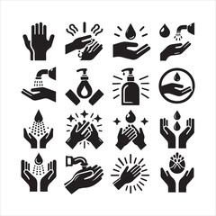 Hand washing icon silhouette on white background
