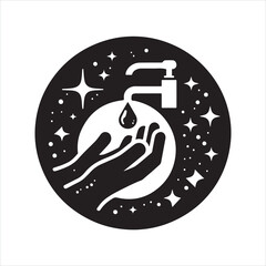 Hand washing icon silhouette on white background
