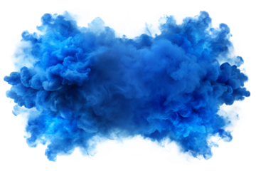 a burst of blue smoke, isolated, transparent background, AI Generated